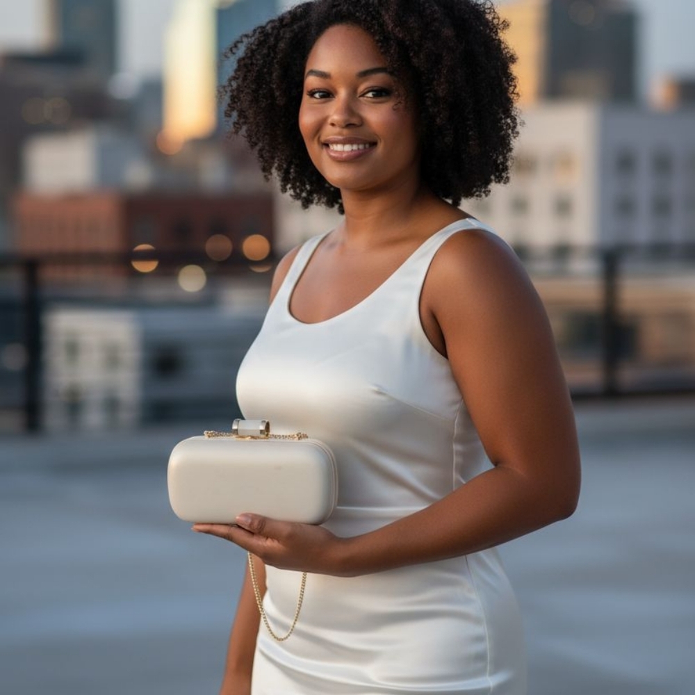 Halston Heritage Ivory Clutch with Gold Accents